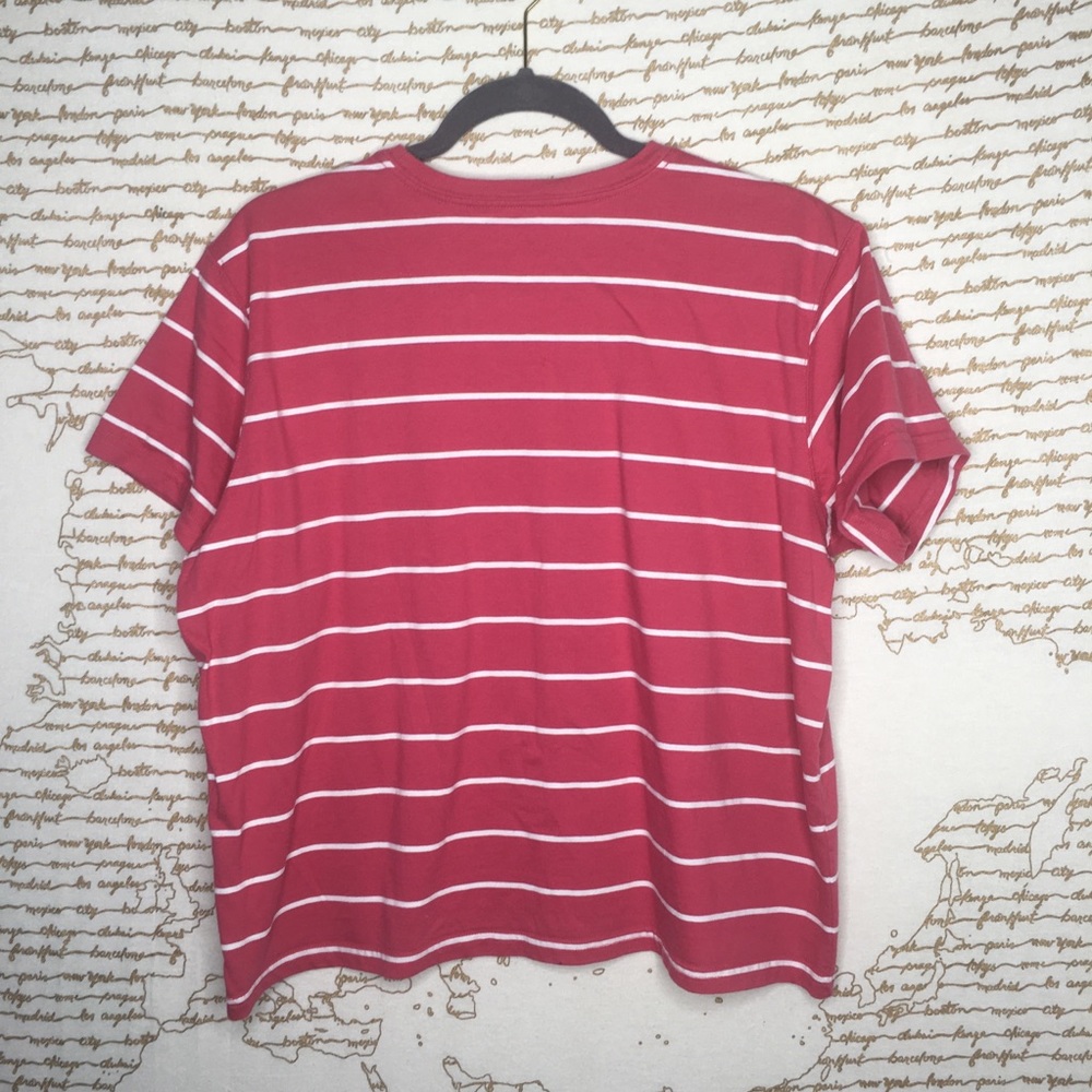 L.L. Bean Red and White Striped Short Sleeve Tee - Picture 4 of 5